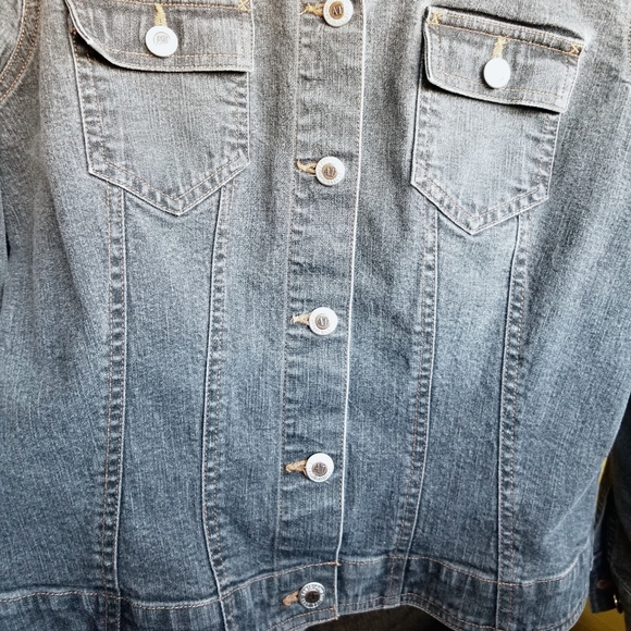 Ann Taylor blue/black jean jacket - Picture 4 of 8